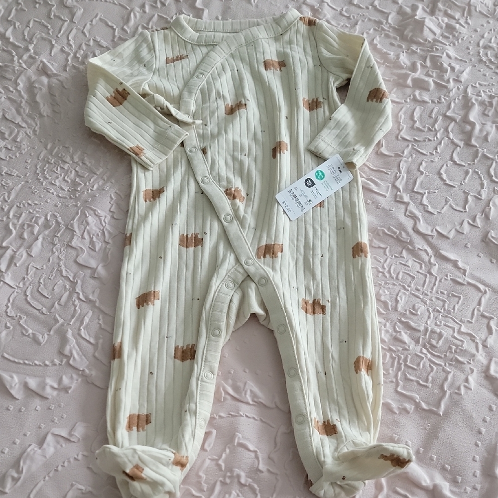 NWT Carter's Cozy Cream Bear Print Kids One Piece